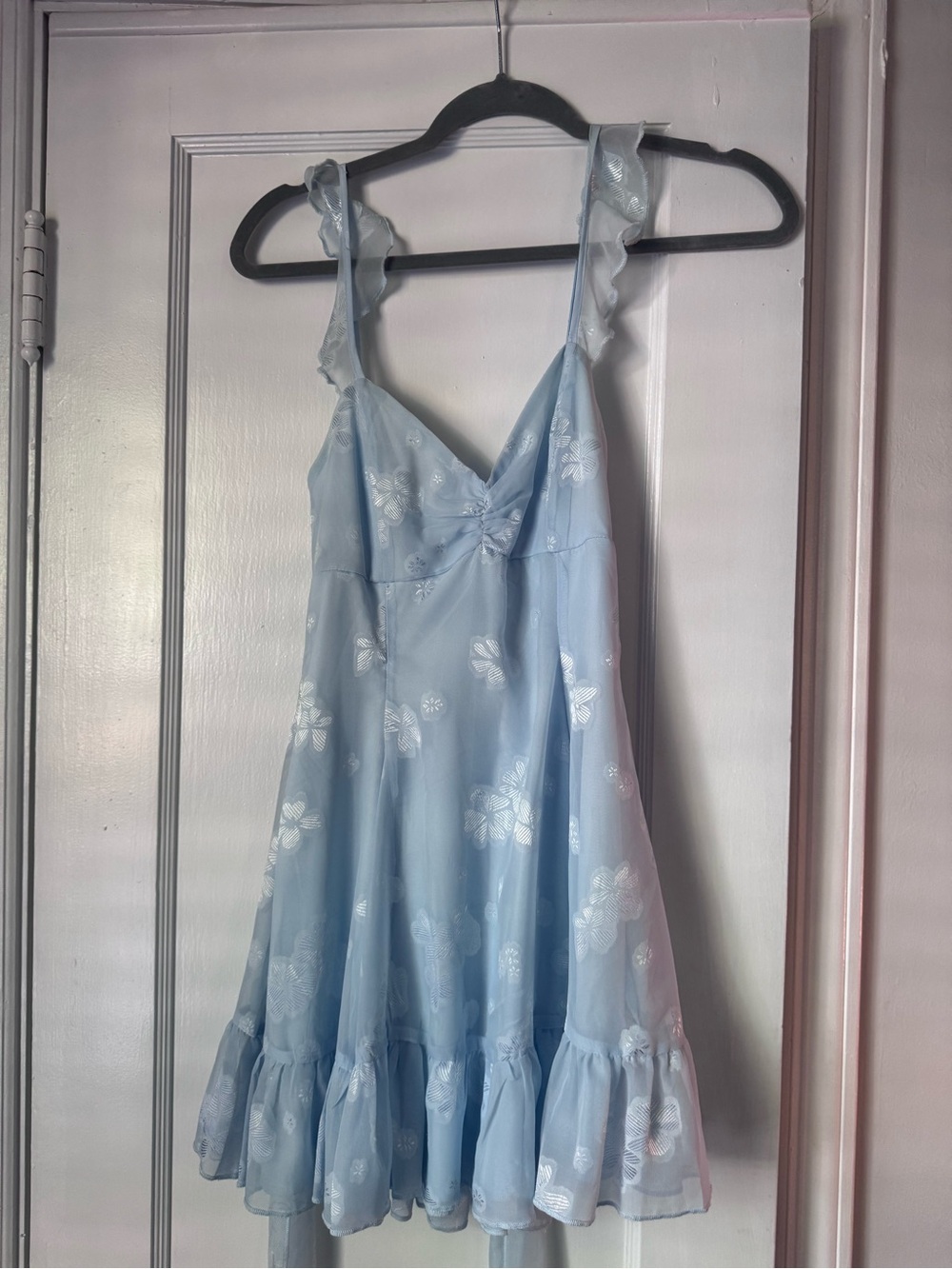 Lucy in the Sky Light Blue Floral Mini Dress